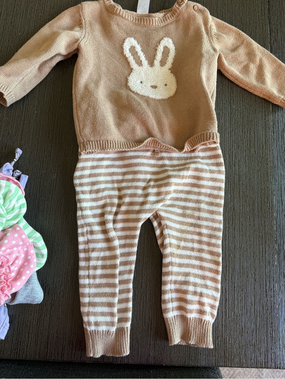 Carter's Tan and Cream Bunny Knit Matching Set